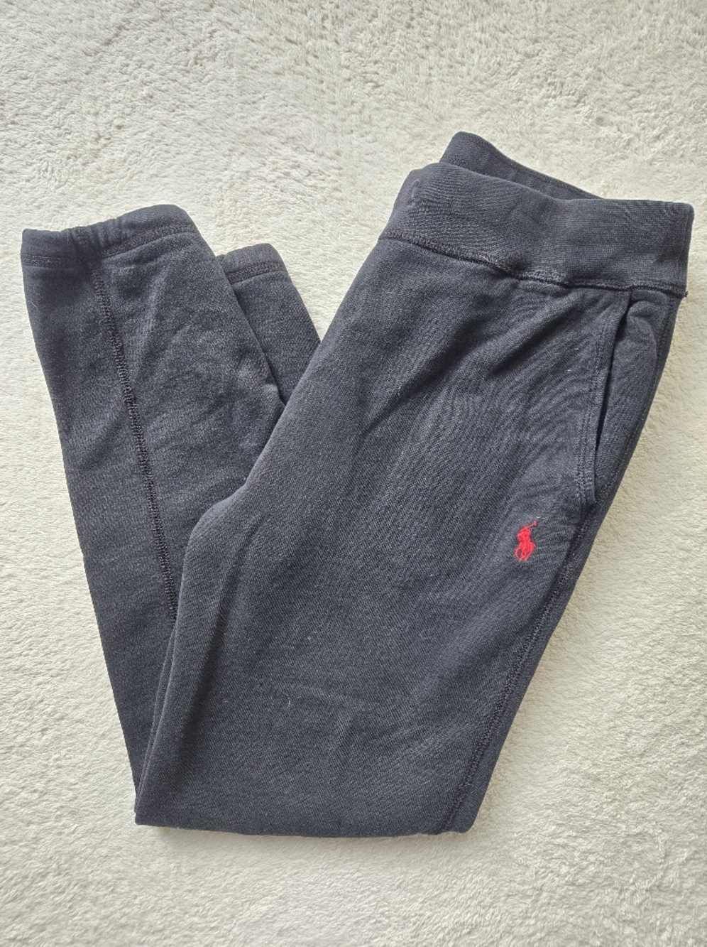 Polo Ralph Lauren Black Sweatpants with Red Polo Logo Sz M
